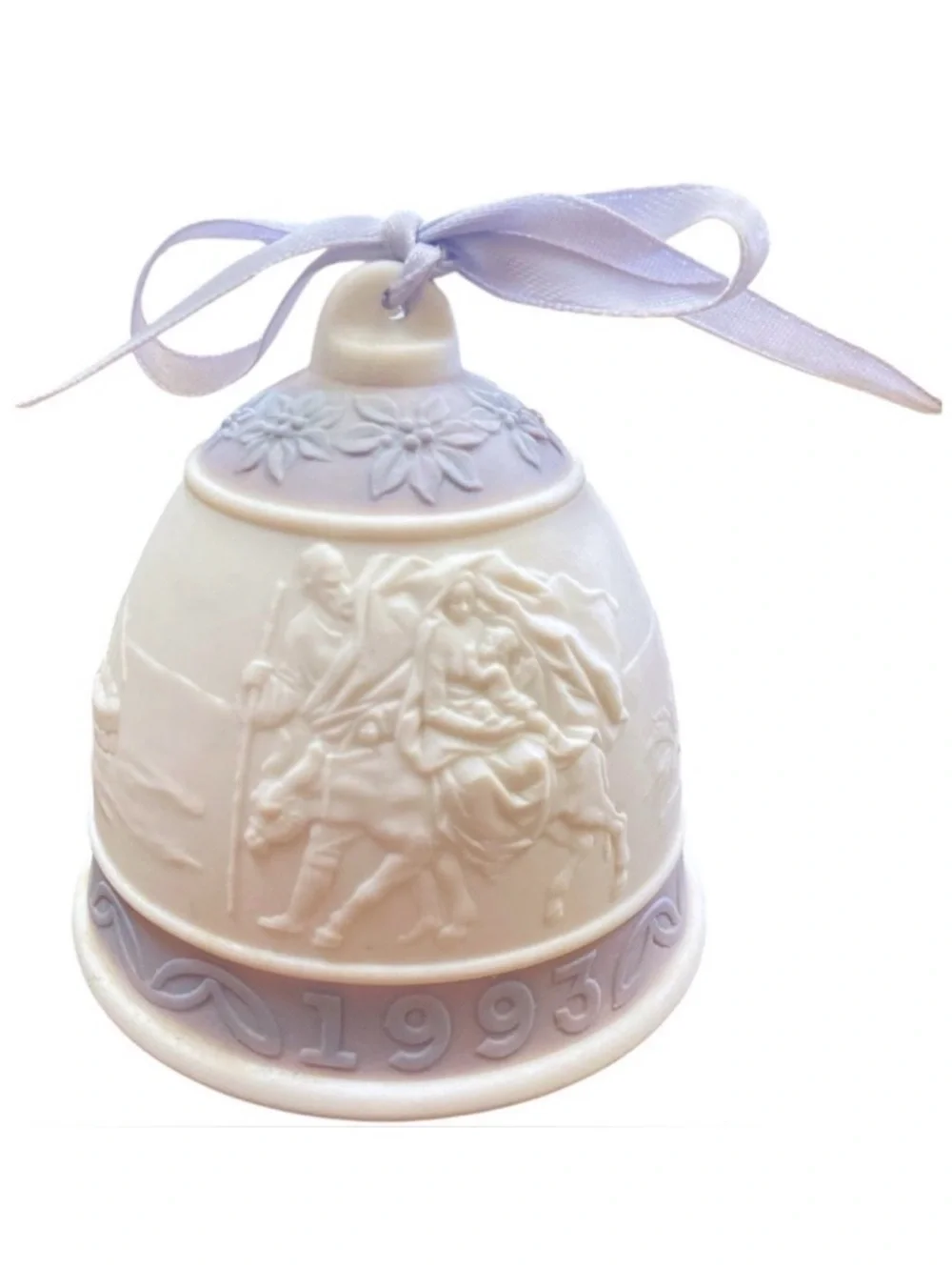 1993 LLADRÓ Campanita Navidad Christmas Bell Holy Family Blue White Original Box